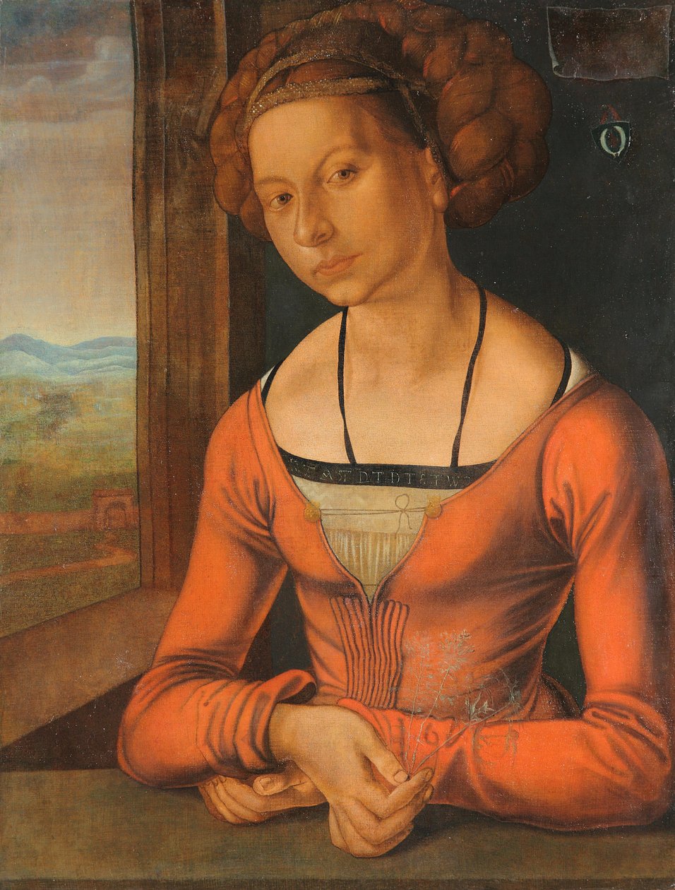 Duits: Bildnis einer Frau Fürleger mit geflochtenem Haar Portret van een jonge vrouw met gevlochten haar door Albrecht Dürer