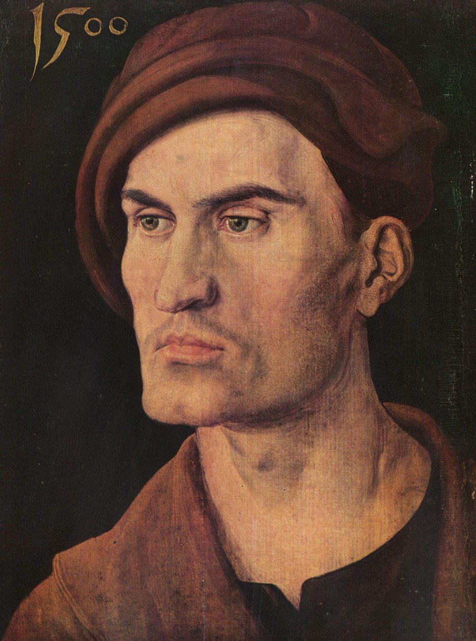 Duits: Bildnis eines jungen Mannes Portret van een jonge man door Albrecht Dürer
