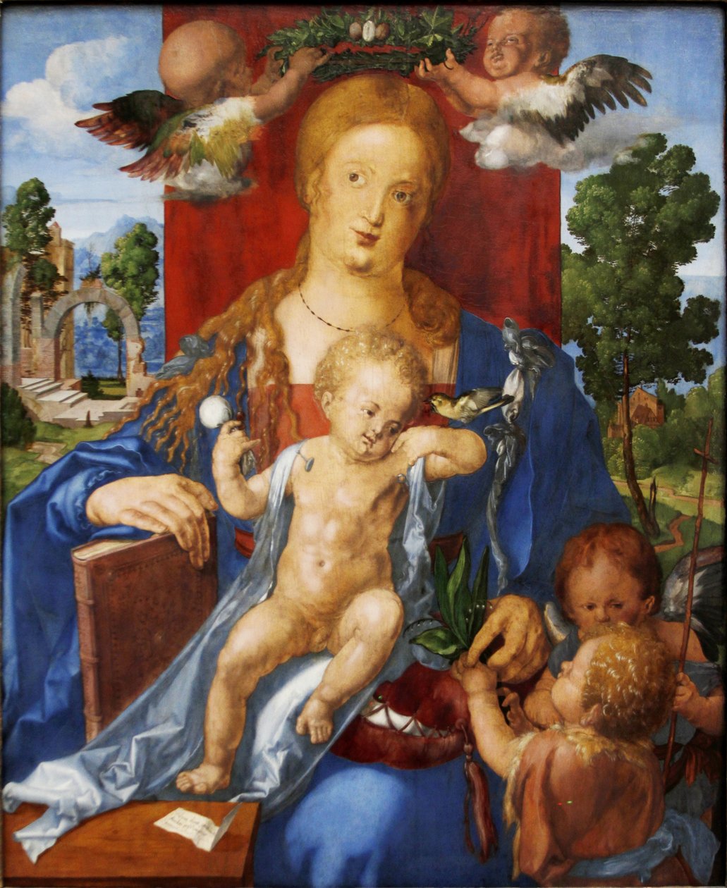 Duits: Die Madonna mit dem Zeisig De Madonna met de Sijs door Albrecht Dürer