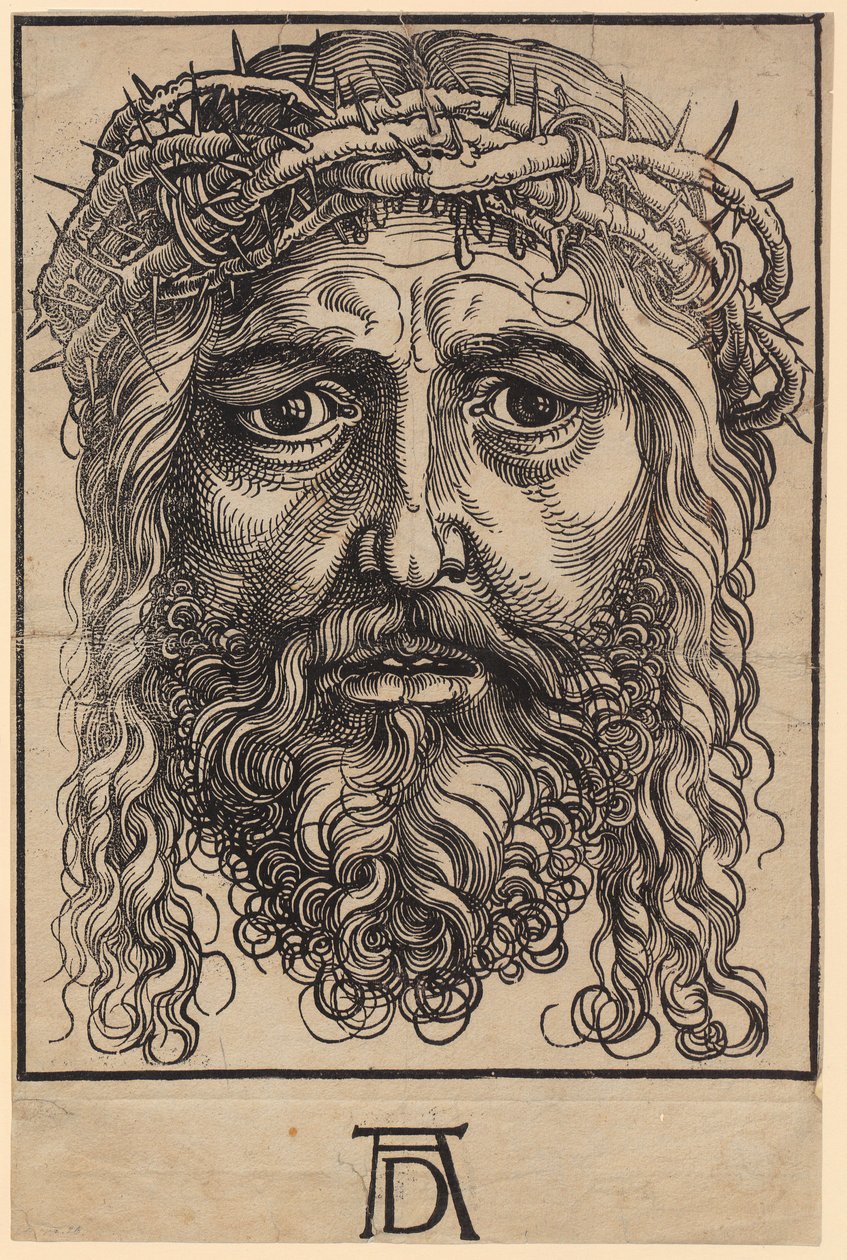 Groot hoofd van Christus met doornenkroon door Albrecht Dürer
