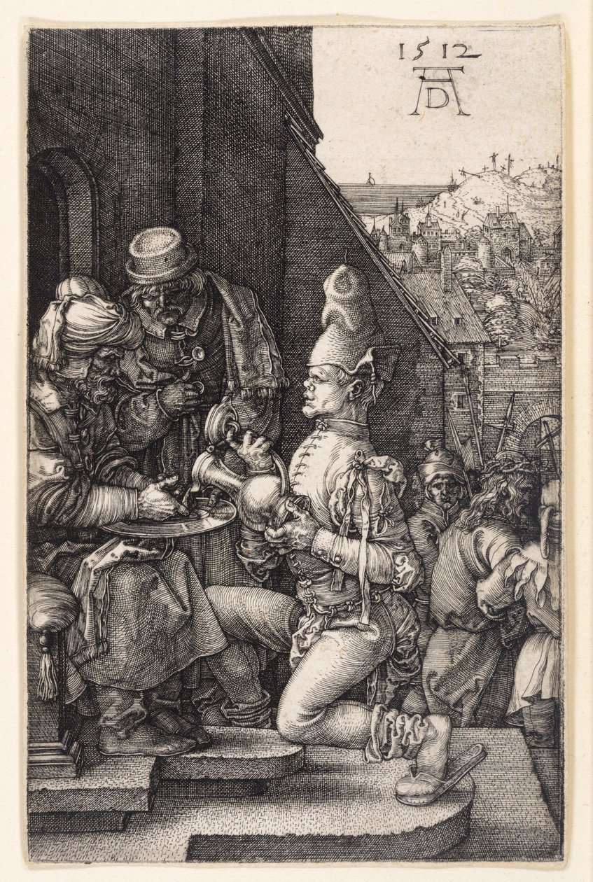 De wassing van de handen van Pilatus (Kopergravure-Passie) door Albrecht Dürer