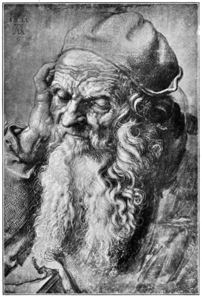 Hoofd van oude man, laat 15e-vroeg 16e eeuw, 1912 door Albrecht Dürer