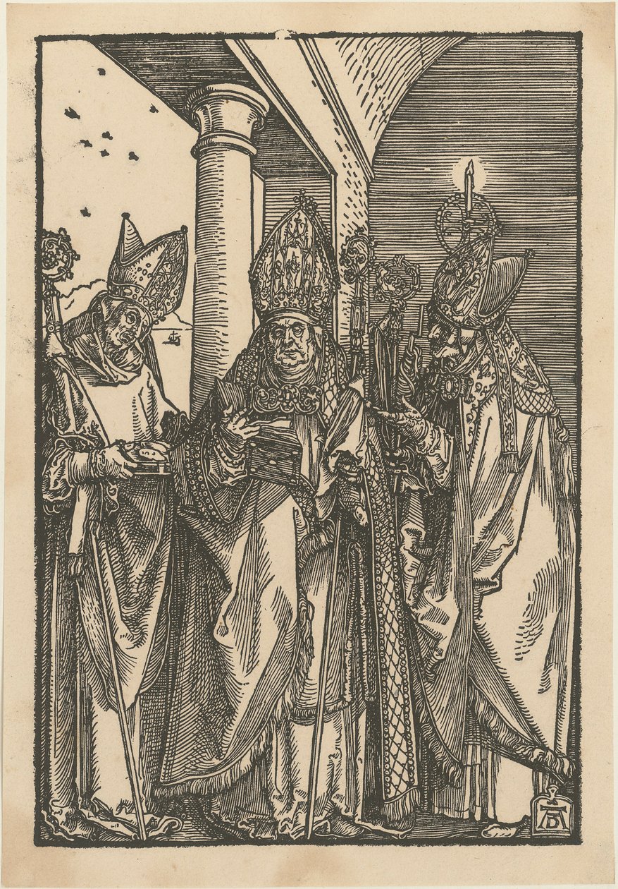 De heilige bisschoppen Nicolaas, Ulrich en Erasmus door Albrecht Dürer