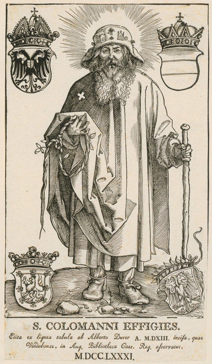 Heilige familie met twee musiceerende engeltjes door Albrecht Dürer