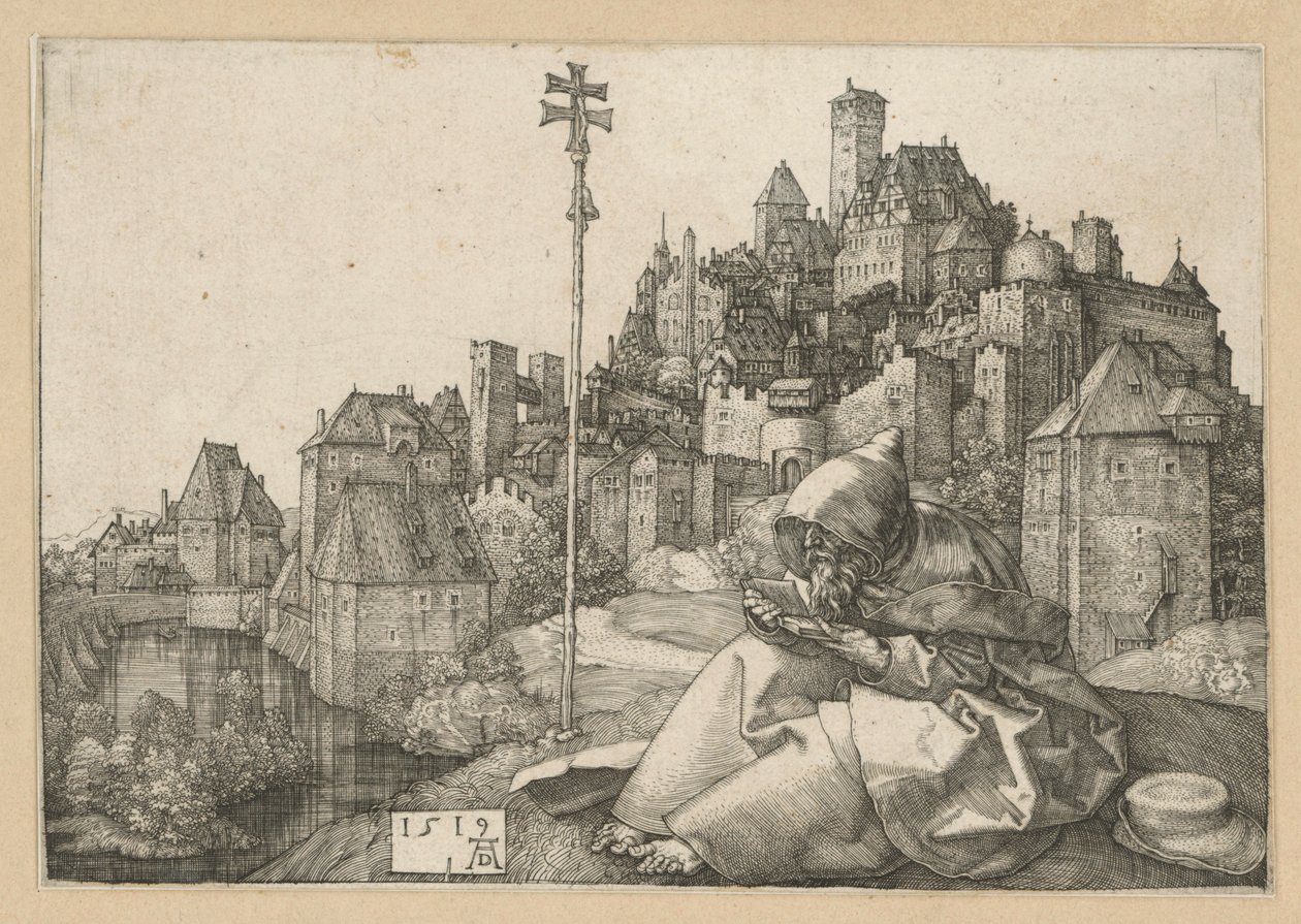 De lezende Sint-Antonius door Albrecht Dürer