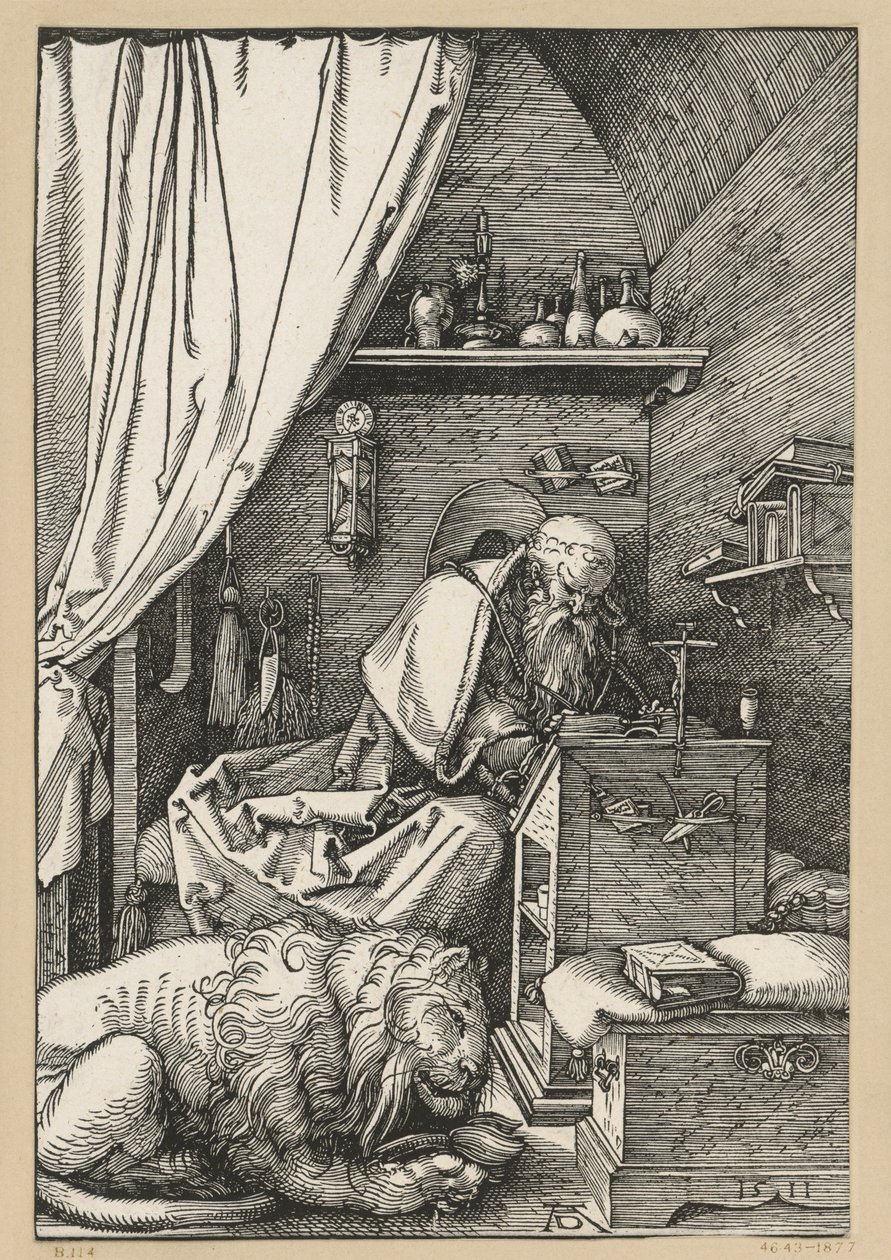 De heilige Hiëronymus in zijn cel door Albrecht Dürer