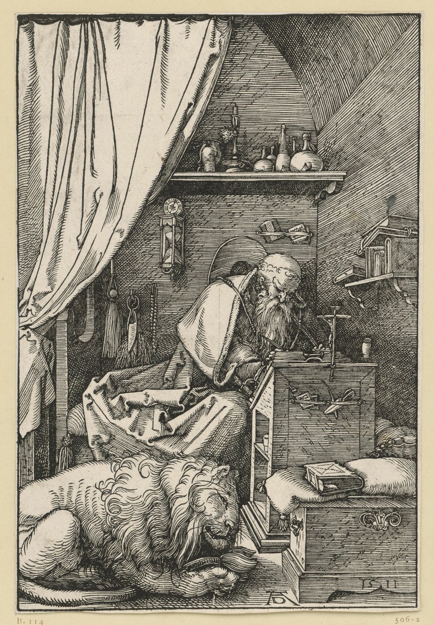 De heilige Hiëronymus in zijn cel door Albrecht Dürer