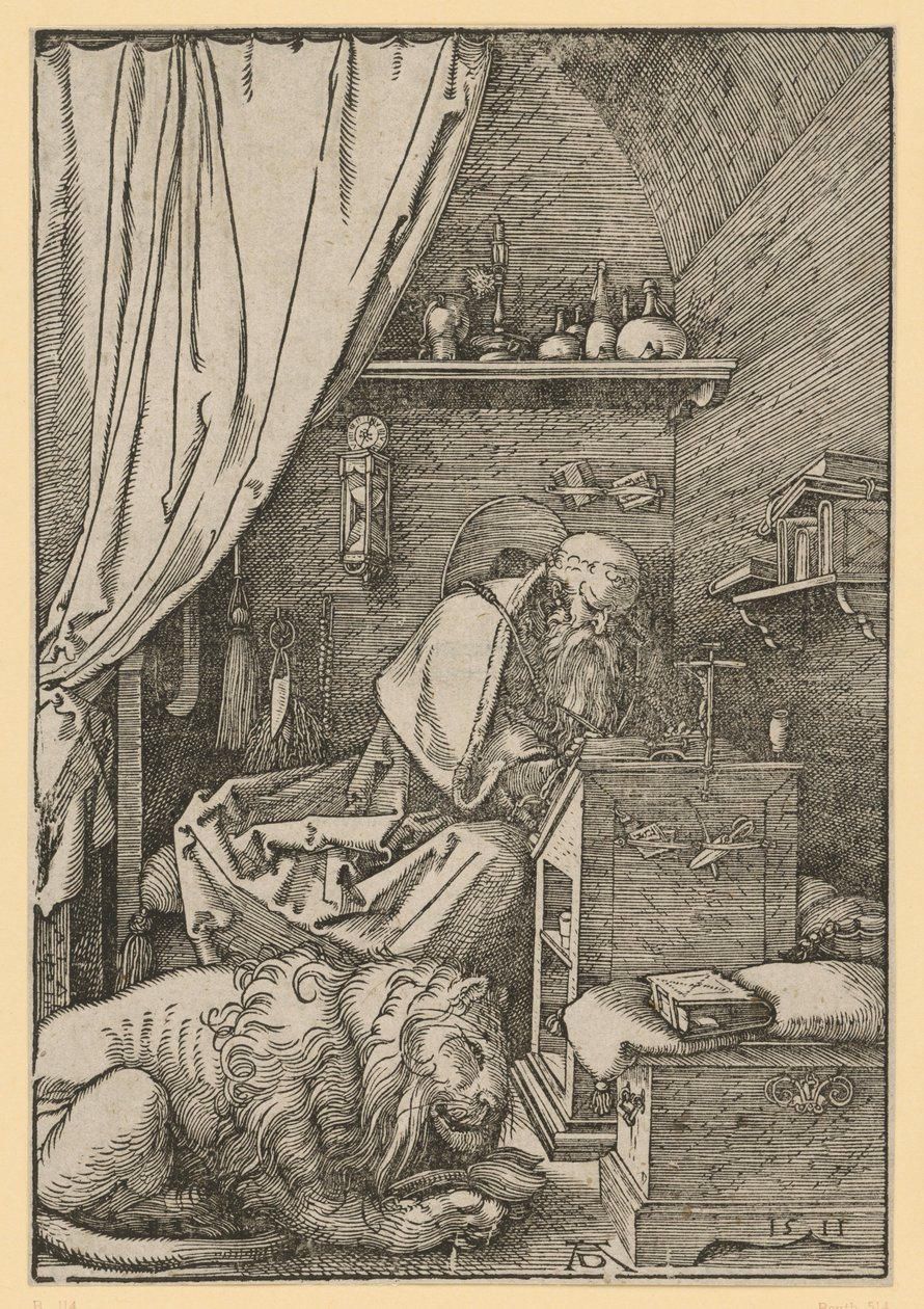 De heilige Hiëronymus in zijn cel door Albrecht Dürer