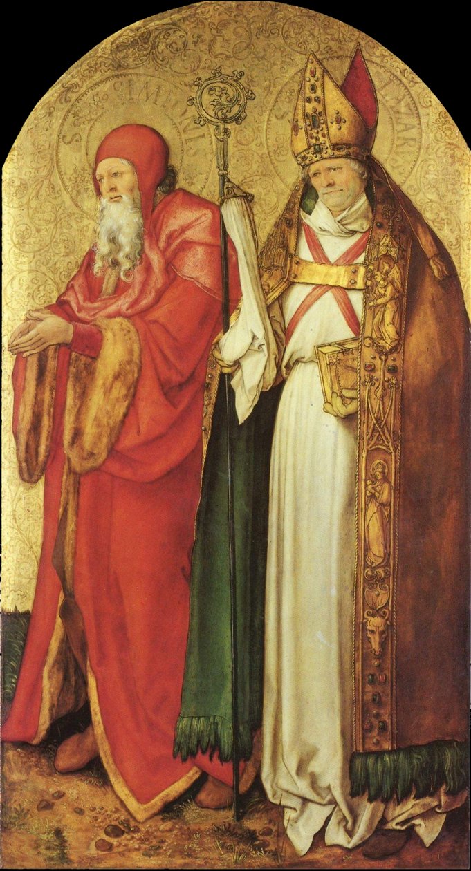 Jabach-altaar: de heiligen Simeon en Lazarus door Albrecht Dürer
