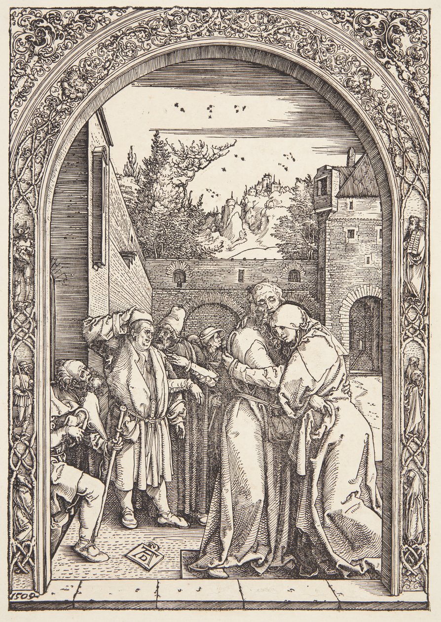 Joachim en St. Anna ontmoeten elkaar bij de Gouden Poort door Albrecht Dürer
