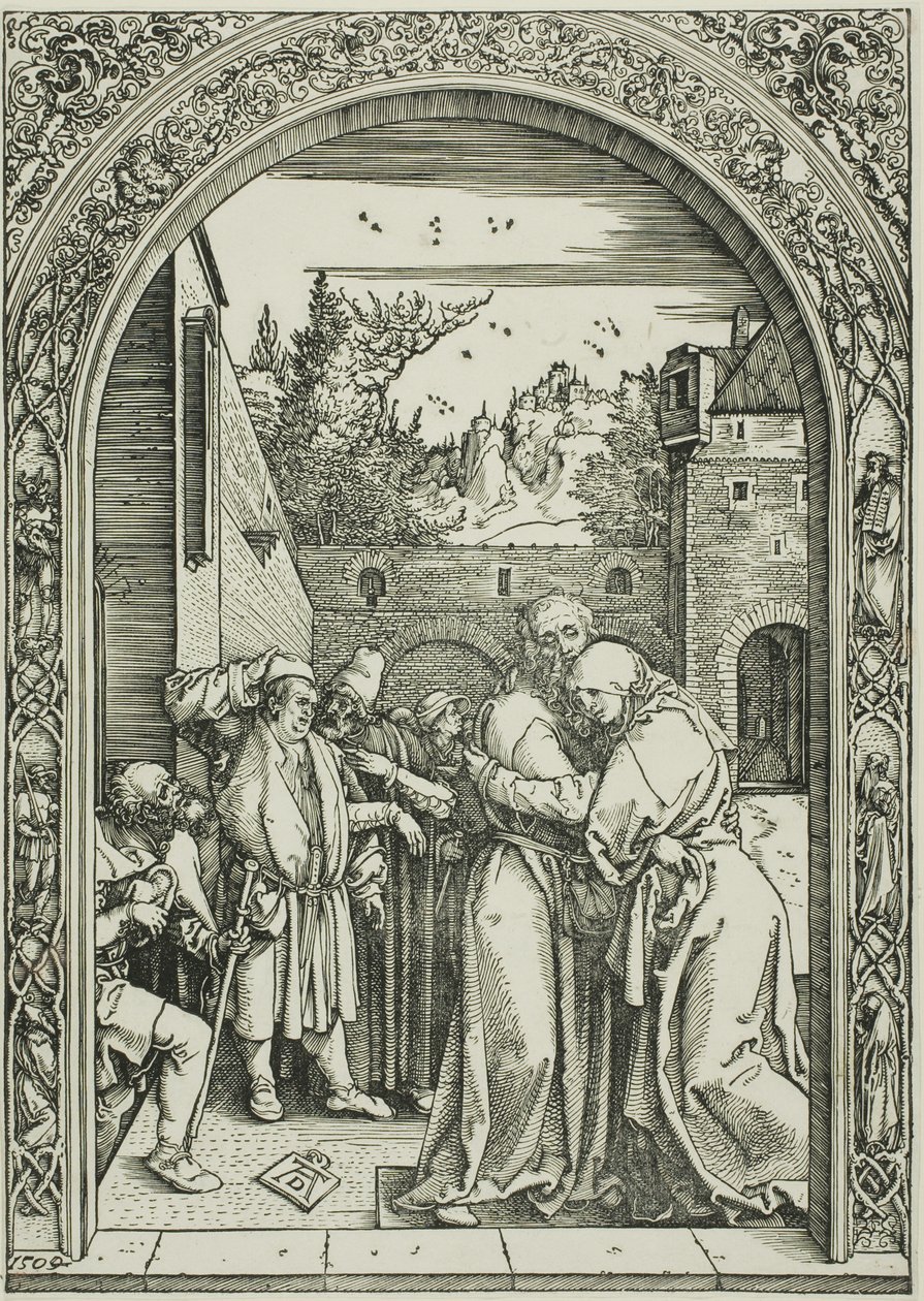Joachim en St. Anna ontmoeten elkaar bij de Gouden Poort, uit Het leven van de Maagd door Albrecht Dürer