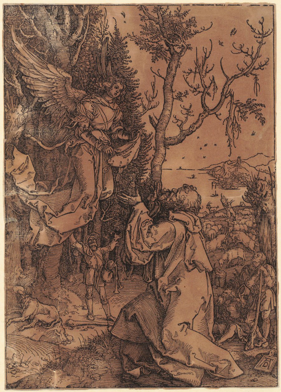 Joachim op het veld, blad 3 uit de reeks "Het leven van Maria" door Albrecht Dürer