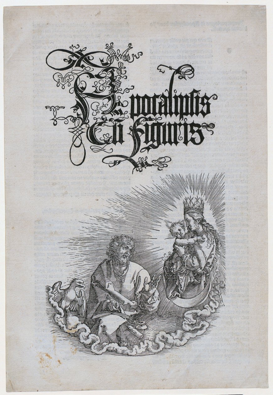 De Maagd verschijnt aan Johannes, blad 1 van de serie „De Apocalyps“ door Albrecht Dürer