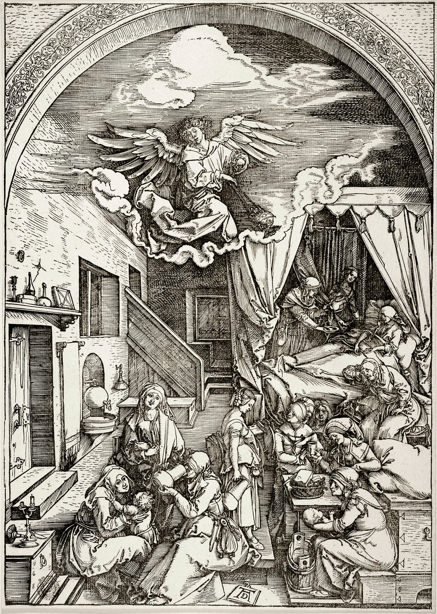 Het leven van de Maagd: De geboorte van de Maagd (Bartsch 80) door Albrecht Dürer