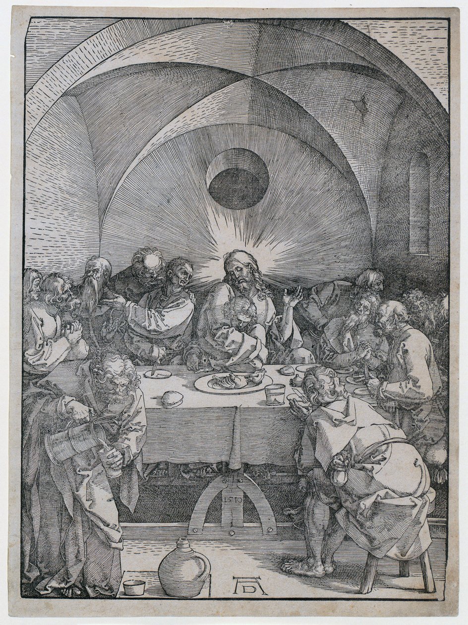 Het Laatste Avondmaal, blad 2 van de serie "De Grote Passie" door Albrecht Dürer