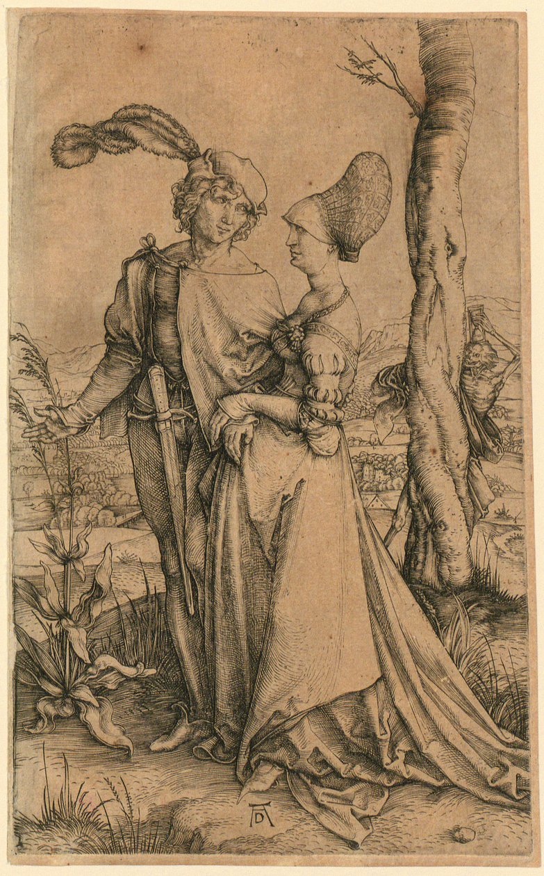Het liefdespaar en de dood door Albrecht Dürer