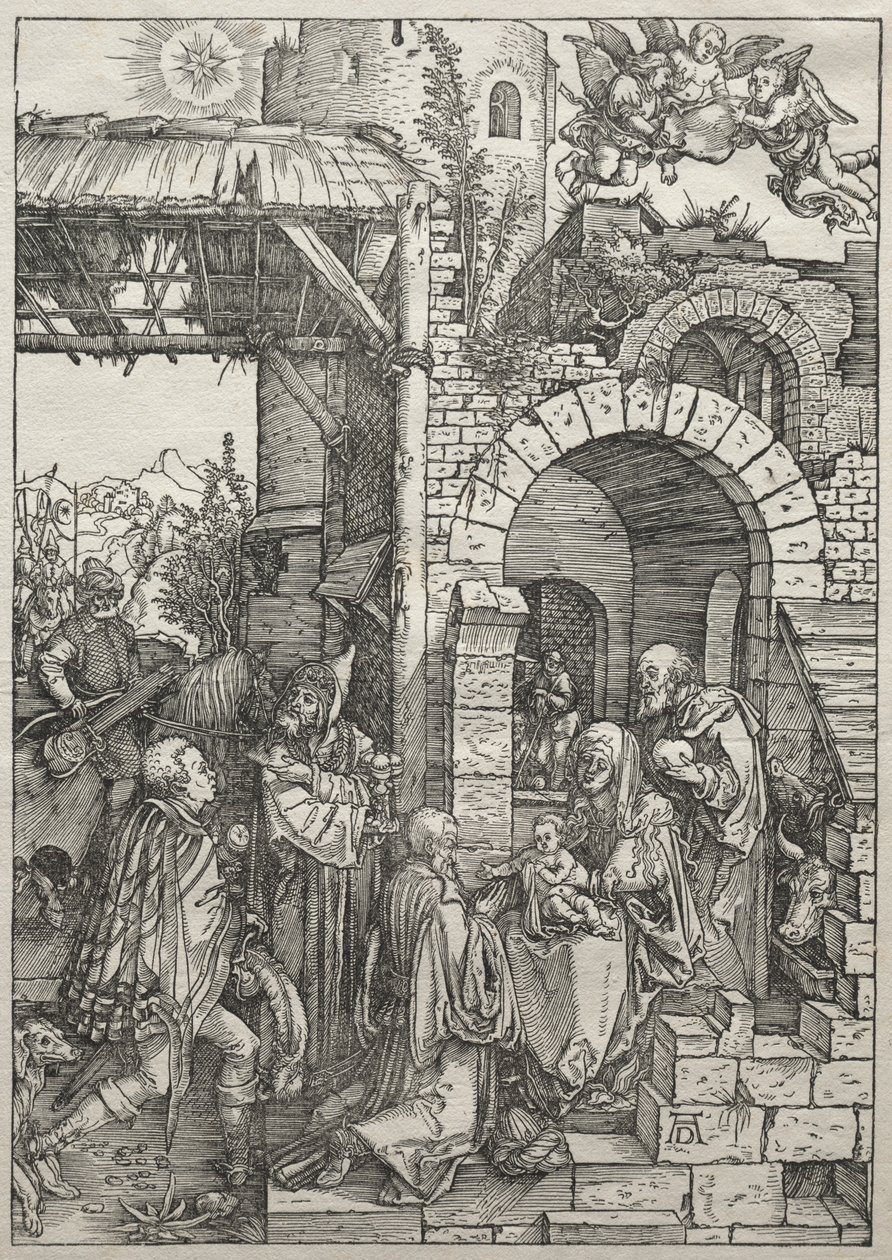Leven van de Maagd: Aanbidding door de wijzen door Albrecht Dürer