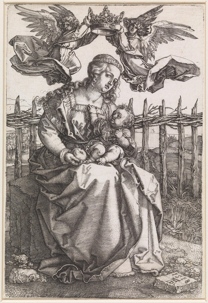 Maria met kind gekroond door twee engelen door Albrecht Dürer