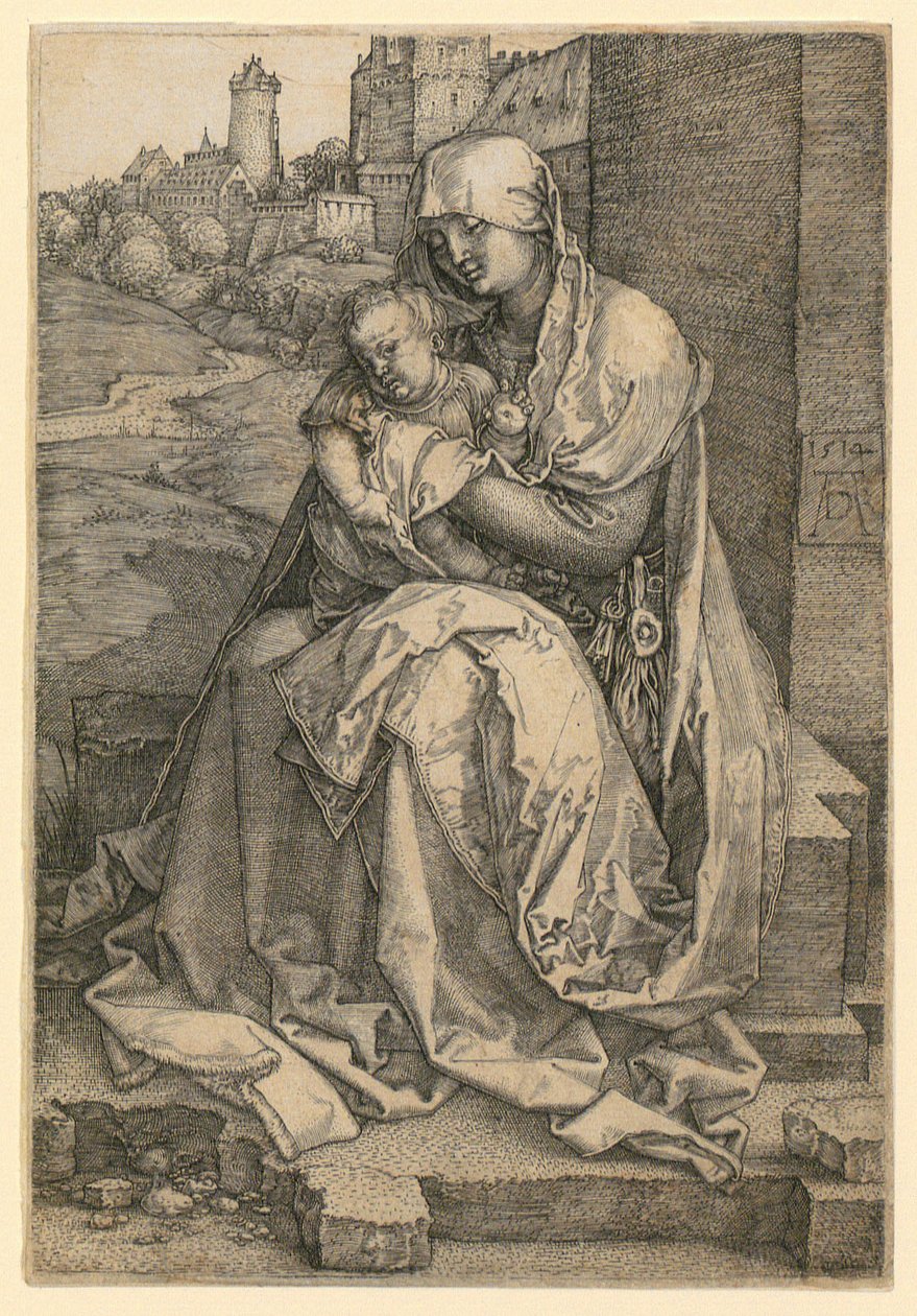 Maria met het Kind bij de muur door Albrecht Dürer