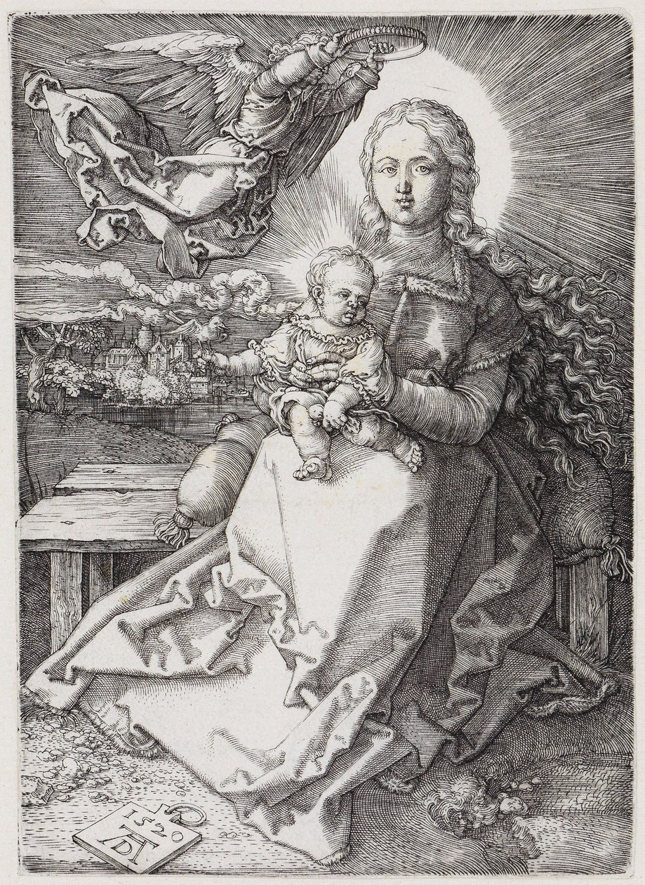 Maria, gekroond door een engel door Albrecht Dürer