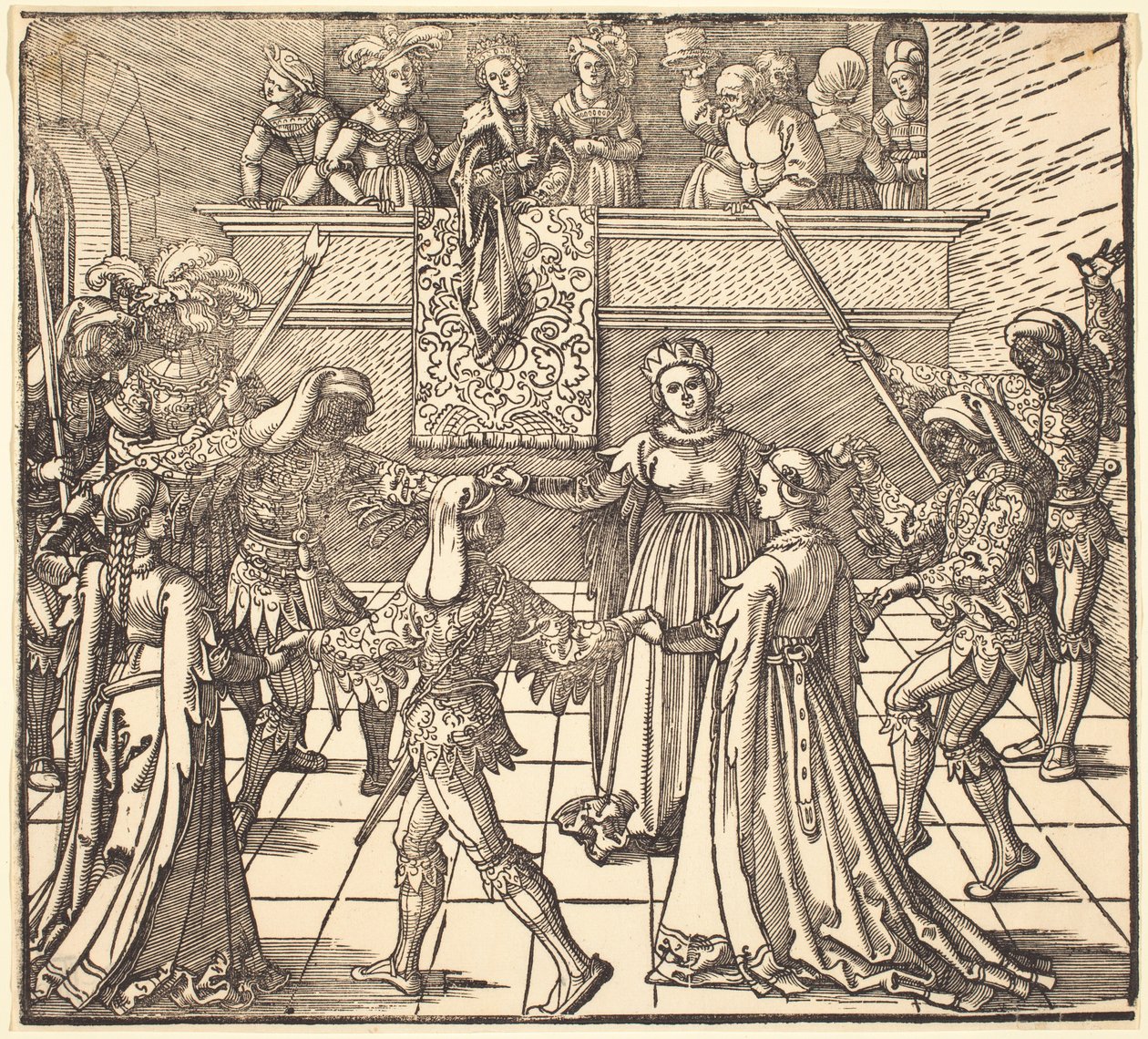 Maskerade dans met fakkels door Albrecht Dürer