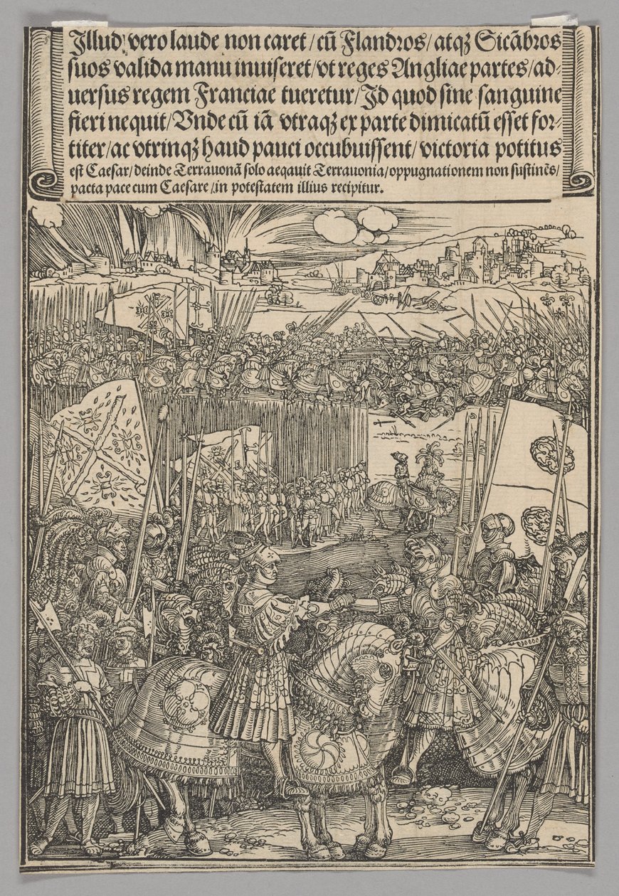 Maximiliaan en Hendrik VIII van Engeland, plaat 22 uit Historische Scènes uit het Leven van Keizer Maximiliaan I uit de Triomfboog door Albrecht Dürer