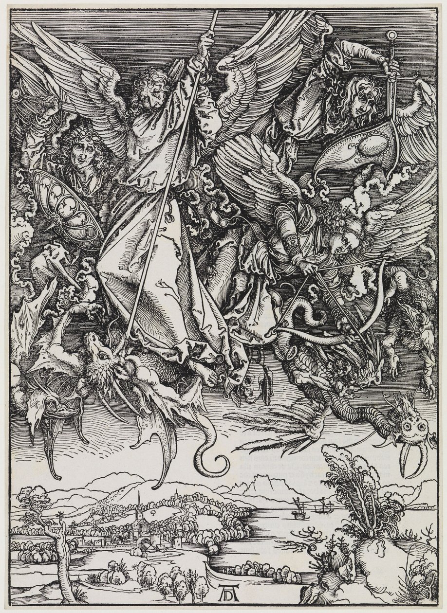De strijd van Michael tegen de draak door Albrecht Dürer