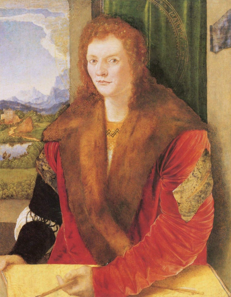 Portret van Sint-Sebastiaan met een pijl door Albrecht Dürer
