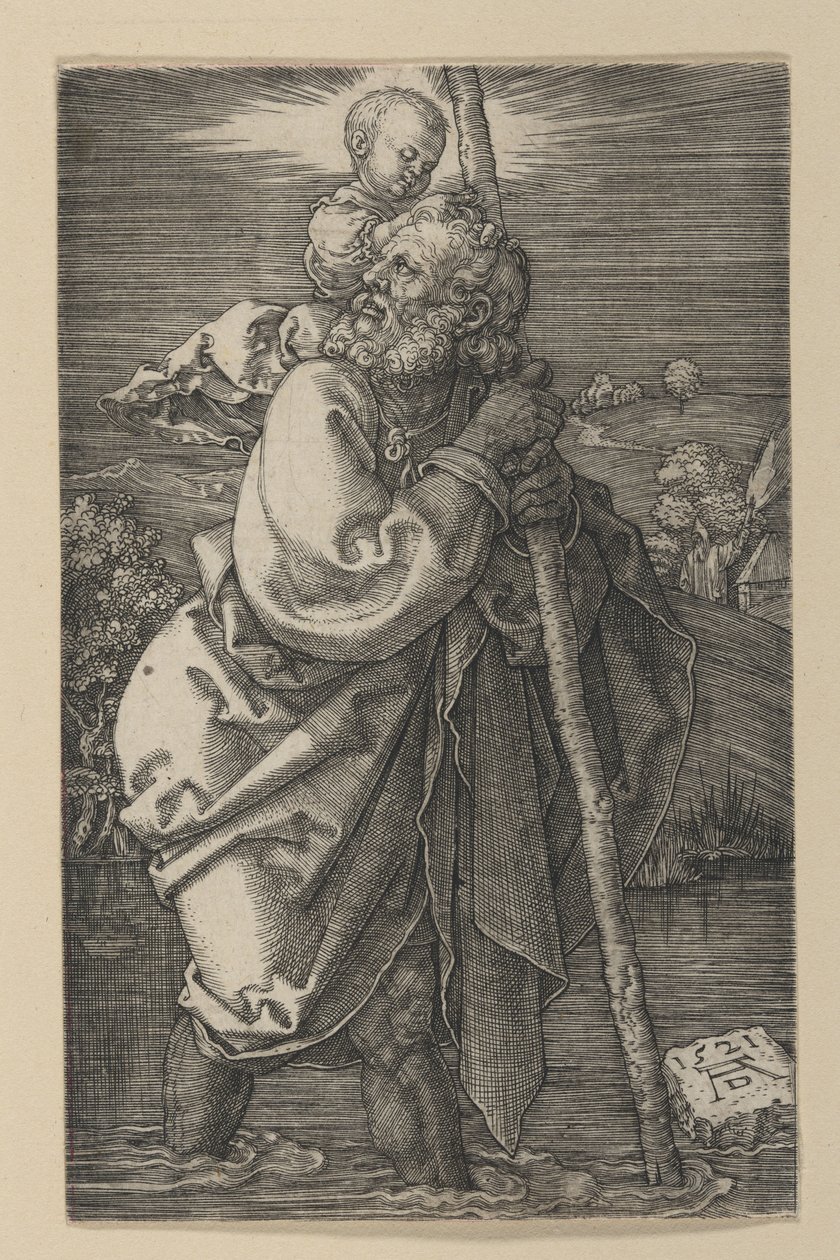 Sint-Christoffel, naar links kijkend door Albrecht Dürer