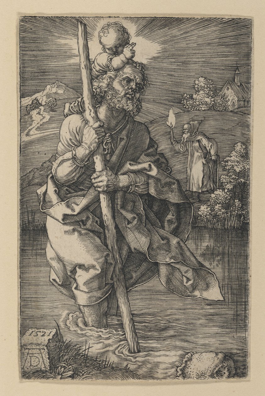 Sint-Christoffel naar rechts gewend door Albrecht Dürer