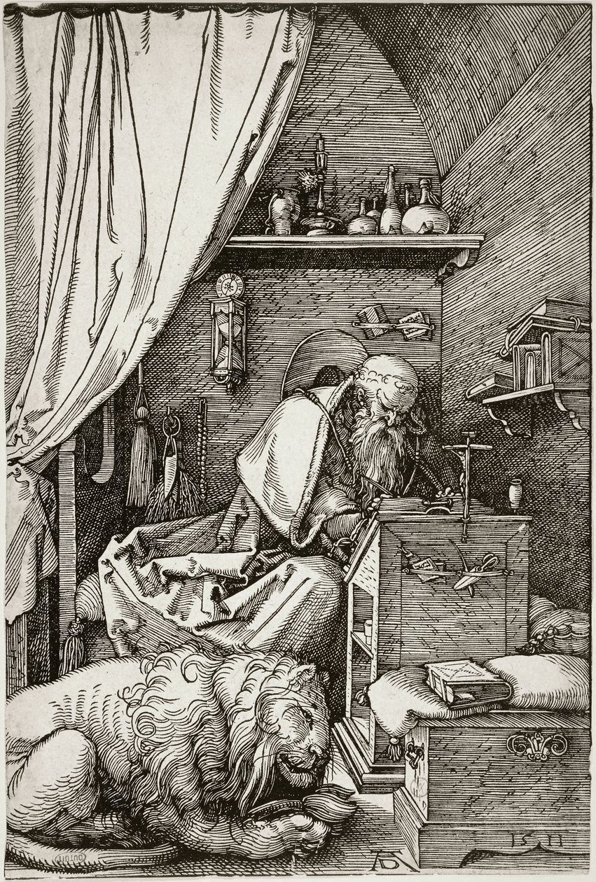 De heilige Hiëronymus in zijn cel (Bartsch 114) door Albrecht Dürer