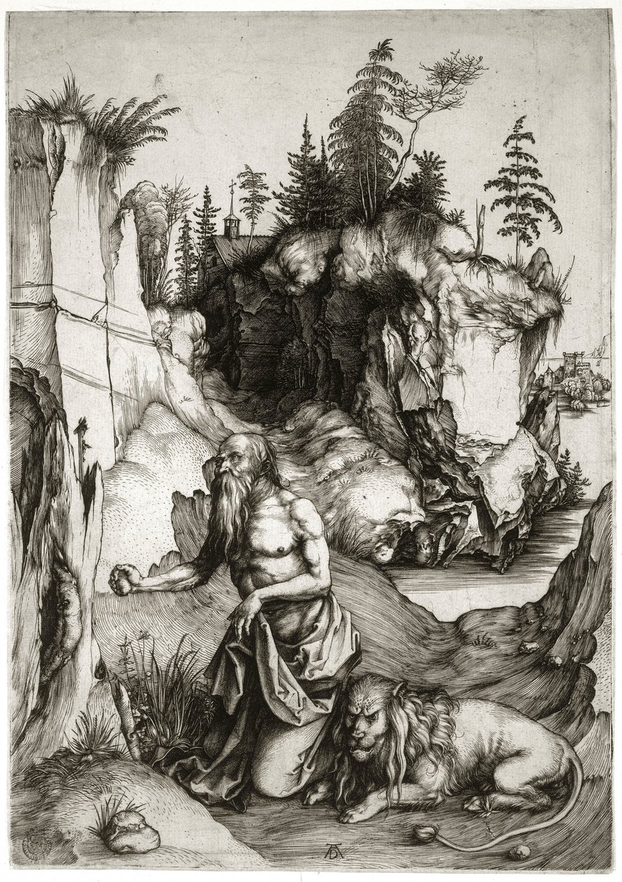 De heilige Hiëronymus in boetedoening (Bartsch 61) door Albrecht Dürer