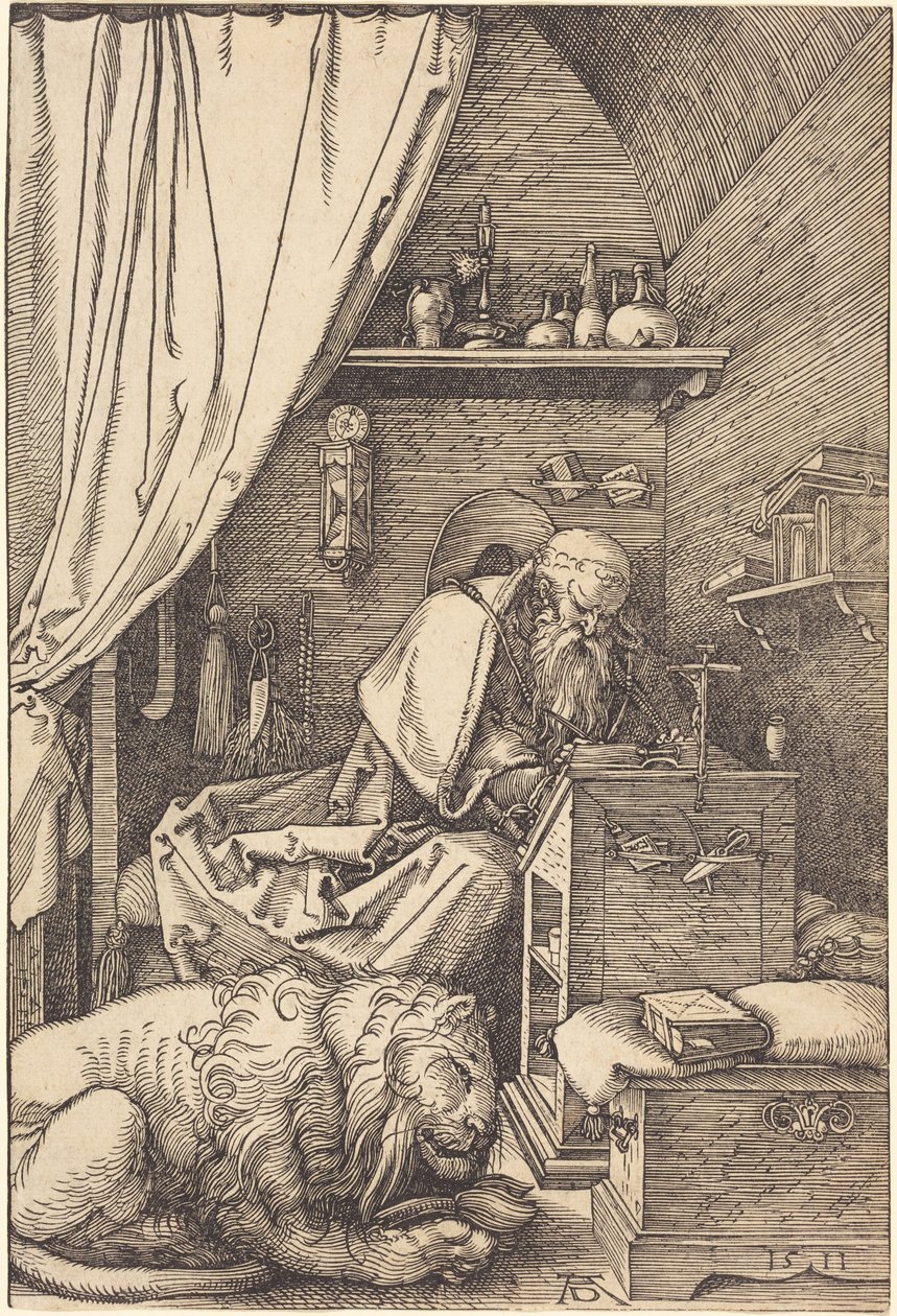 De heilige Hiëronymus in zijn cel door Albrecht Dürer
