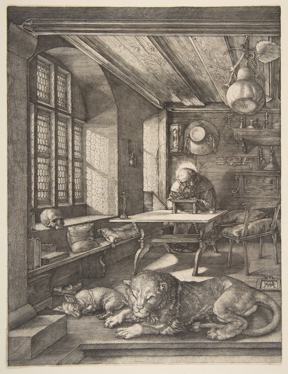 De heilige Hiëronymus in zijn studeervertrek door Albrecht Dürer