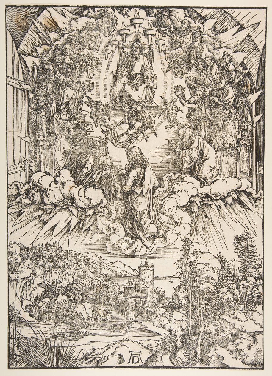 Sint Jan voor God en de Ouderen, uit De Apocalyps, ca. 1496 door Albrecht Dürer