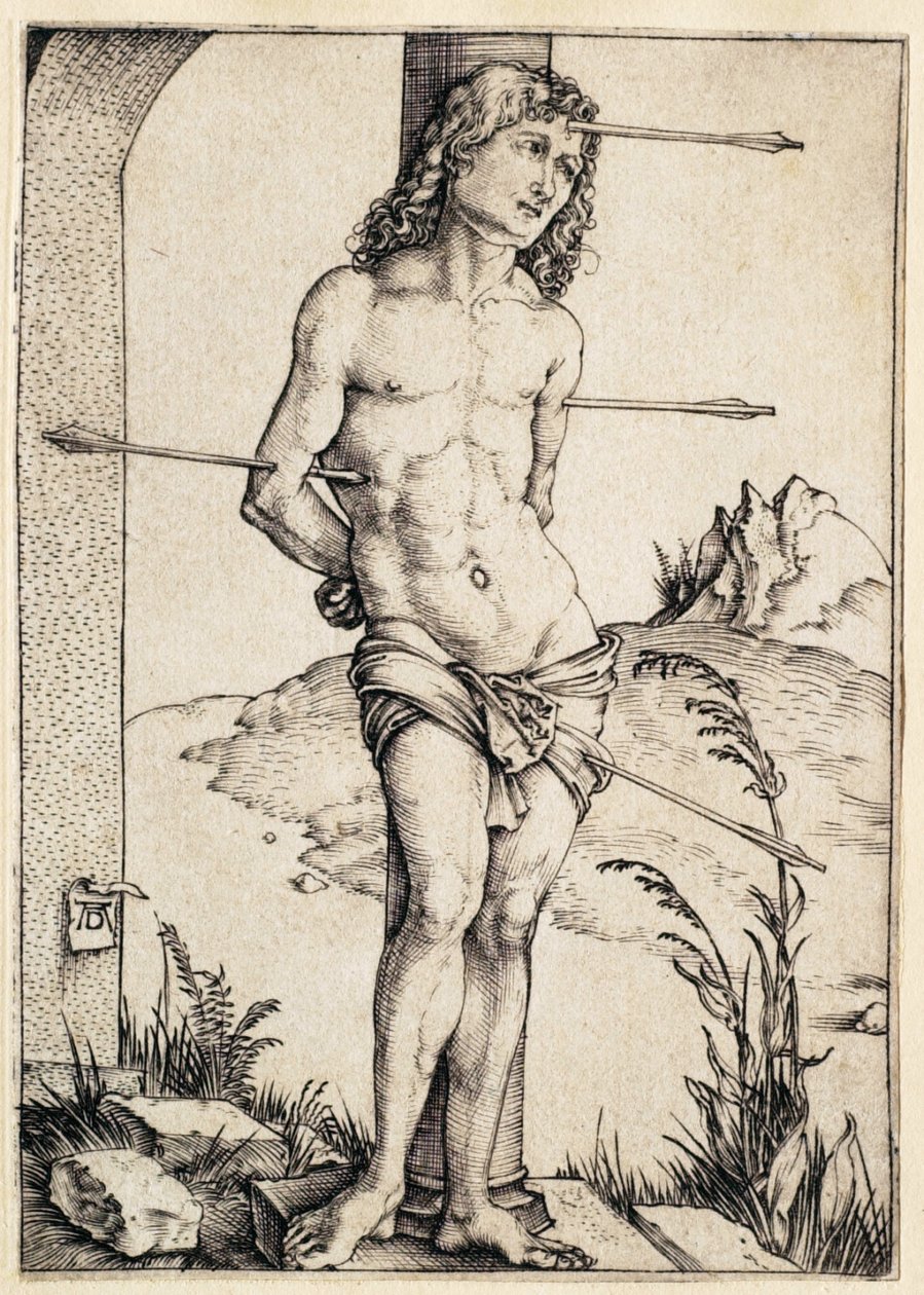 Sint Sebastiaan gebonden aan de zuil door Albrecht Dürer