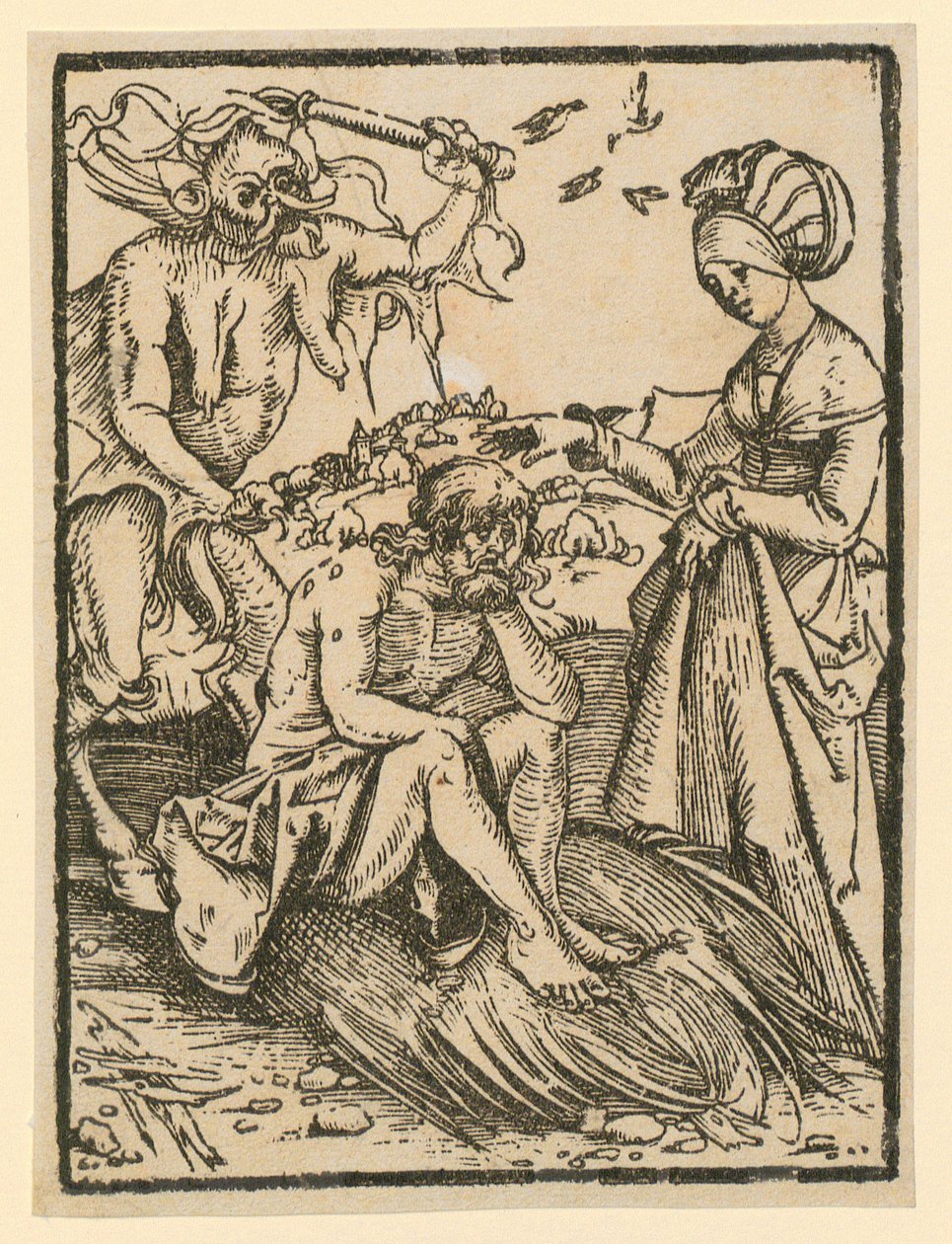 Satan beproeft Job door Albrecht Dürer
