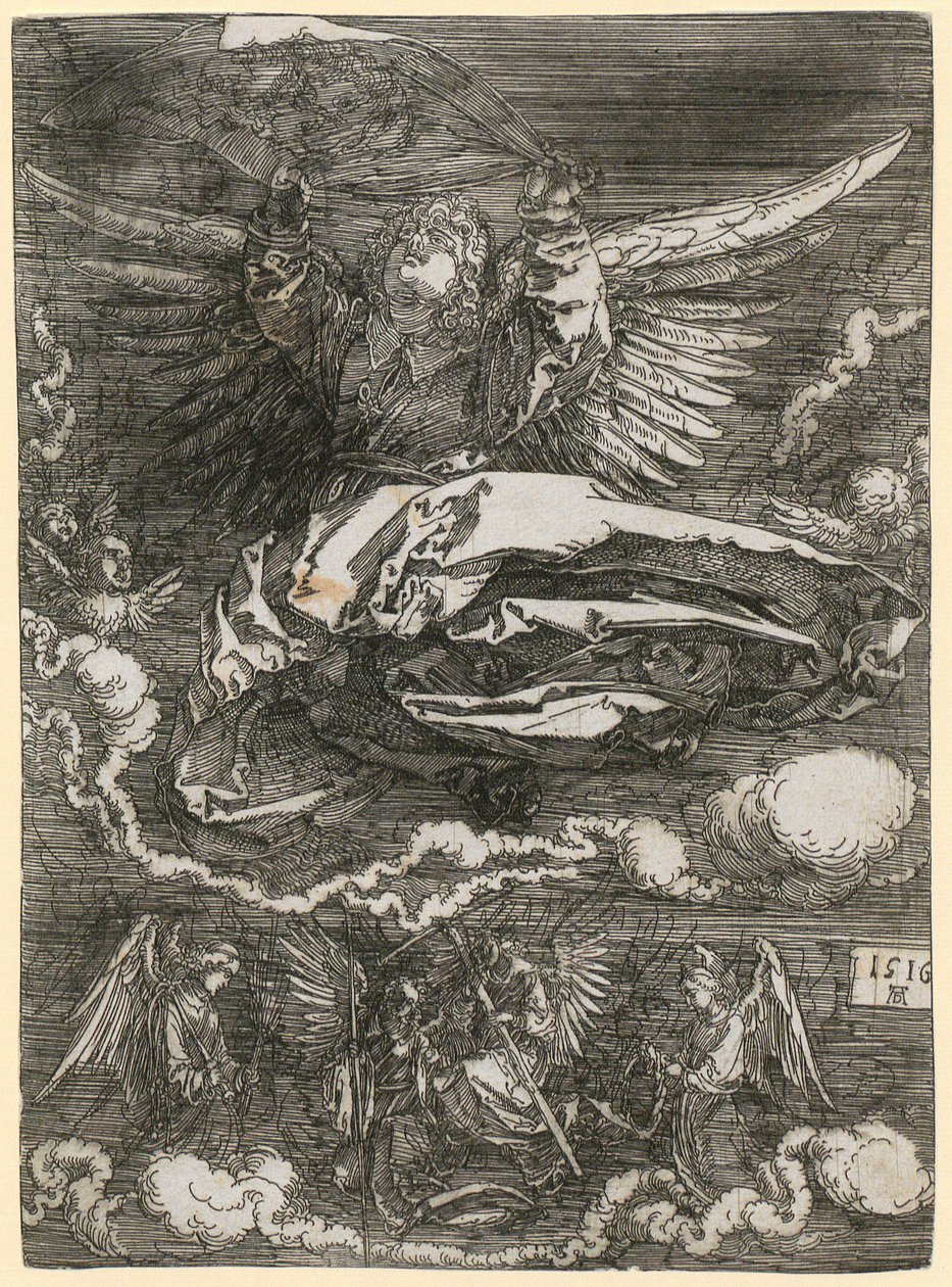 Een zweetdoek, vastgehouden door een engel door Albrecht Dürer