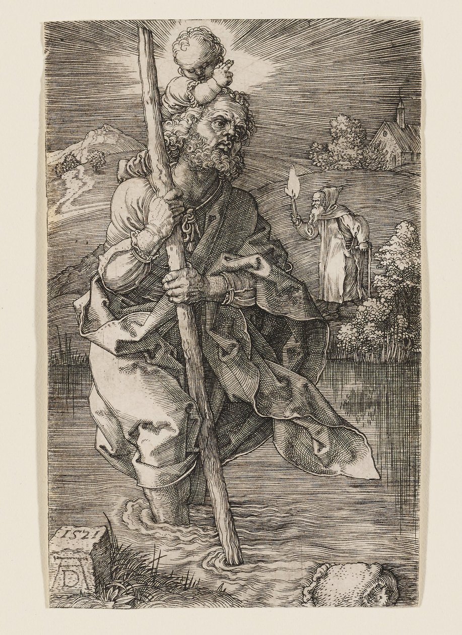 Sint-Christoffel met het hoofd naar rechts gedraaid door Albrecht Dürer