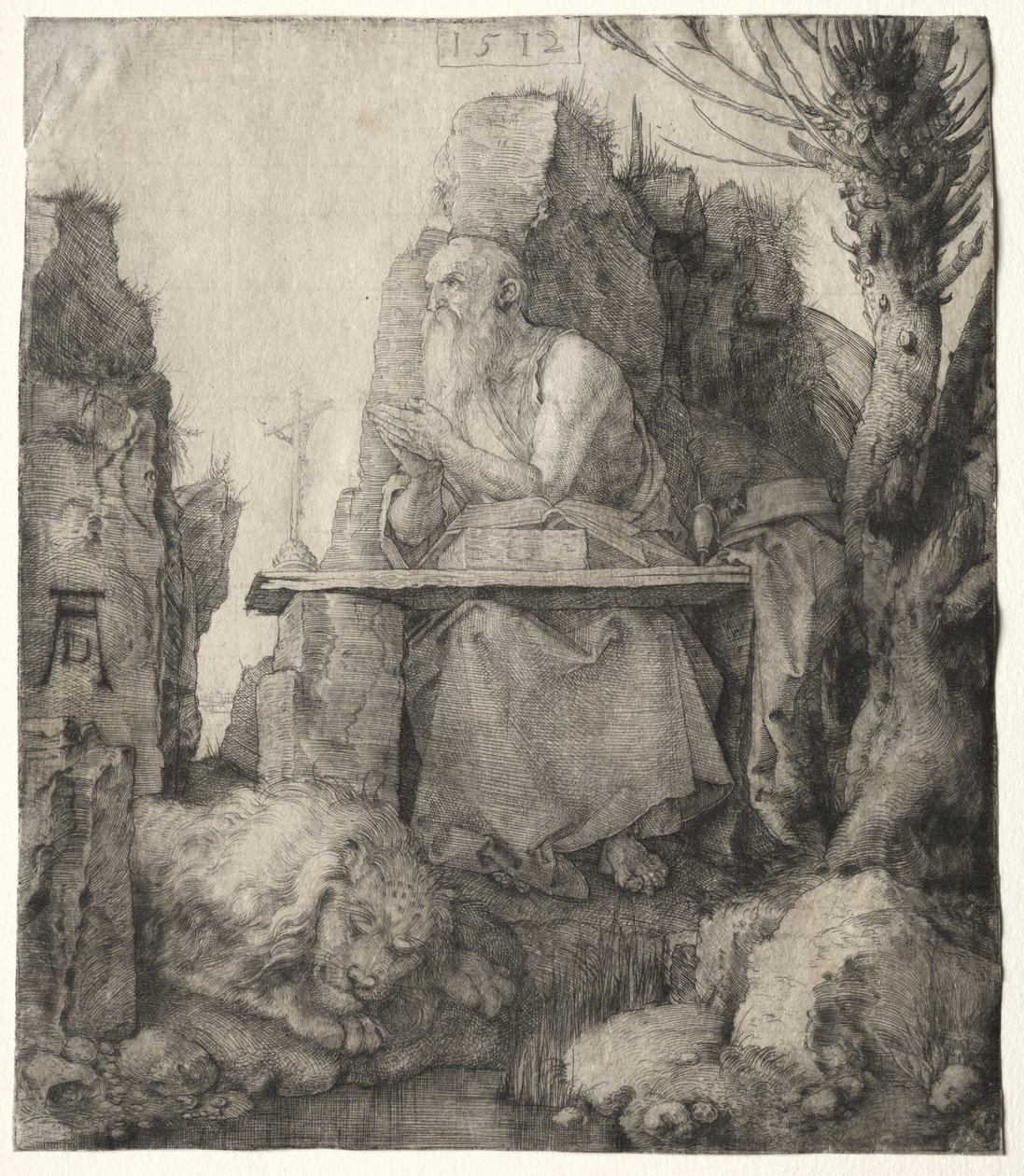 St. Hiëronymus Zittend Bij een Knotwilg door Albrecht Dürer