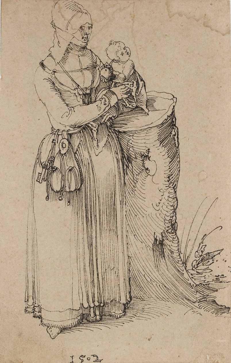 Staand figuur van een vrouw met een kind door Albrecht Dürer
