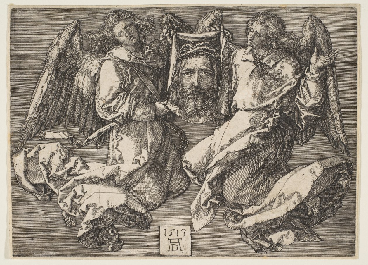 Zweetdoek gedragen door twee engelen door Albrecht Dürer