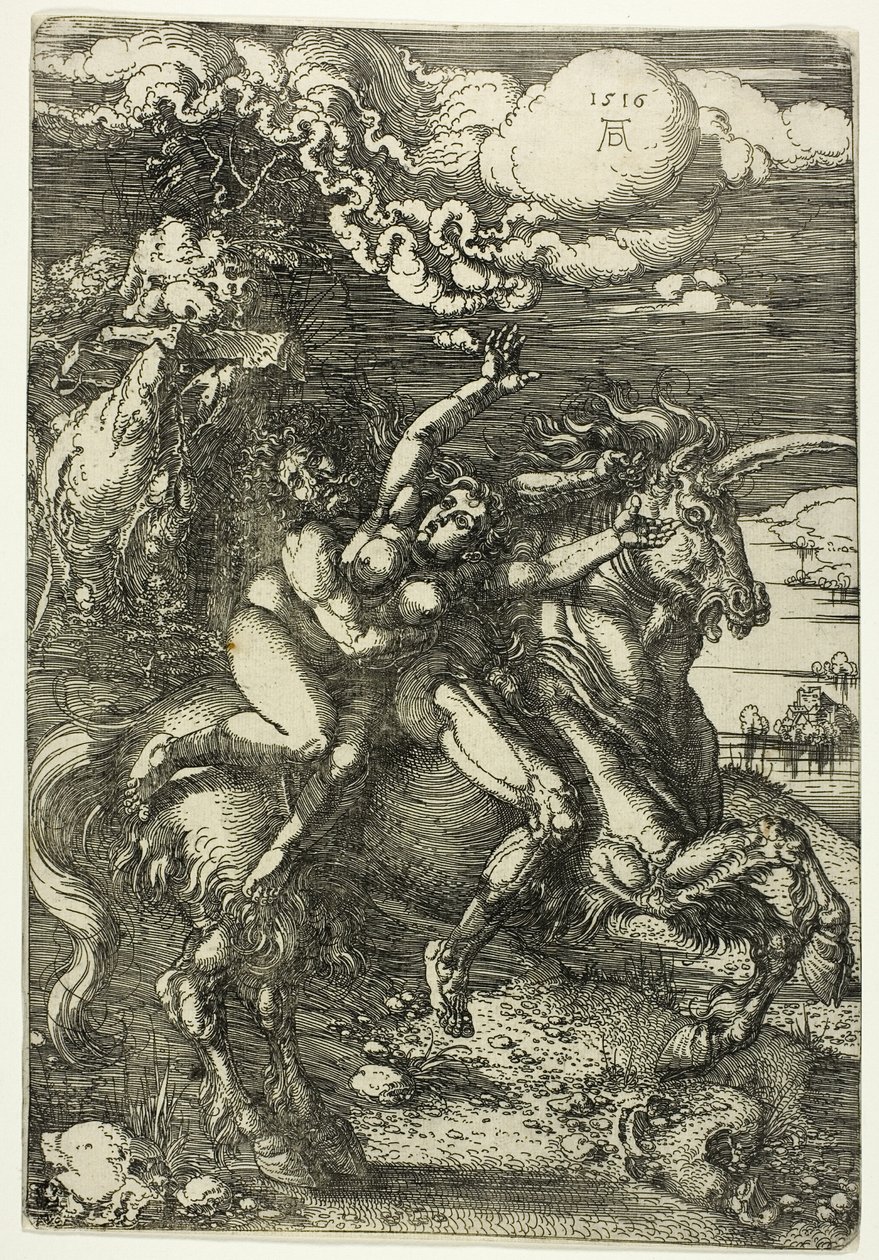 De Ontvoering van Proserpina op een Eenhoorn door Albrecht Dürer