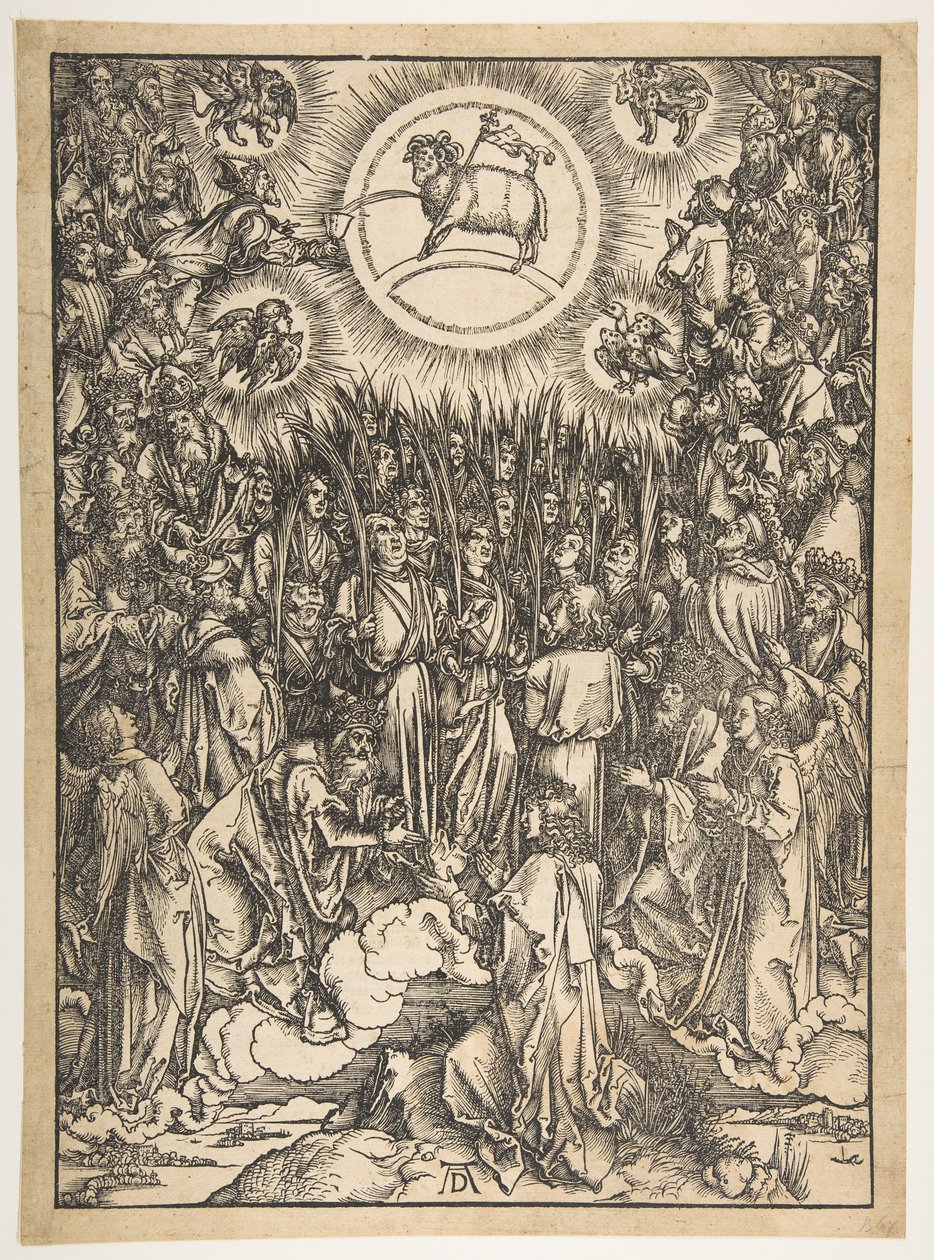 De Aanbidding van het Lam, uit De Apocalyps, Latijnse Editie, 1511 door Albrecht Dürer