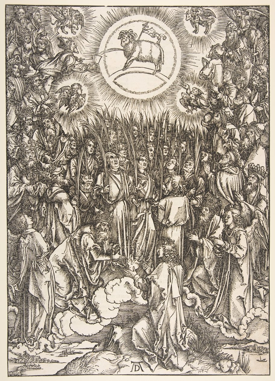 De aanbidding van het lam, uit de Apocalyps-serie door Albrecht Dürer