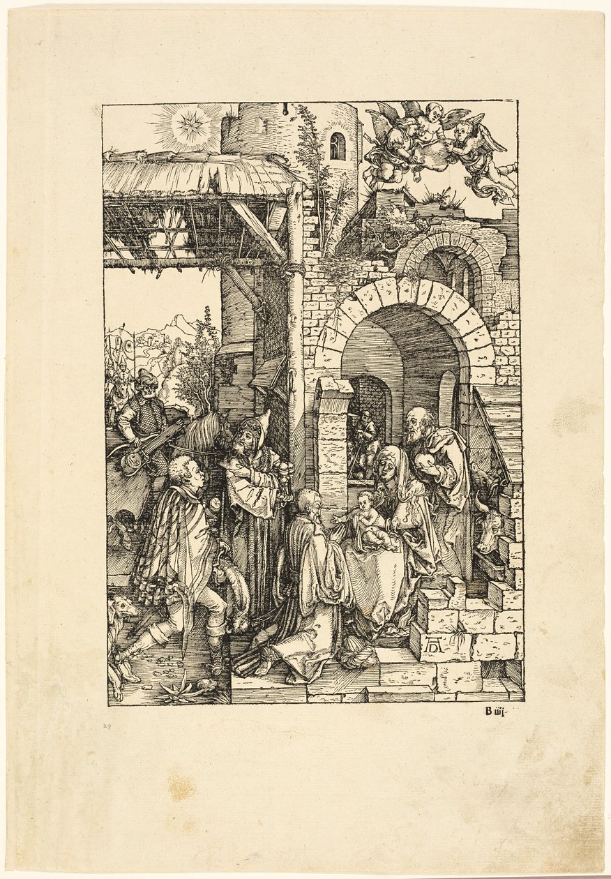 De Aanbidding der Wijzen, uit Het Leven van de Maagd door Albrecht Dürer