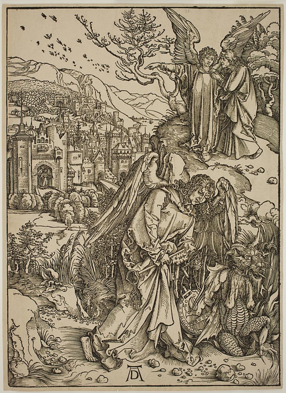 De Engel toont St. Johannes het Nieuwe Jeruzalem door Albrecht Dürer