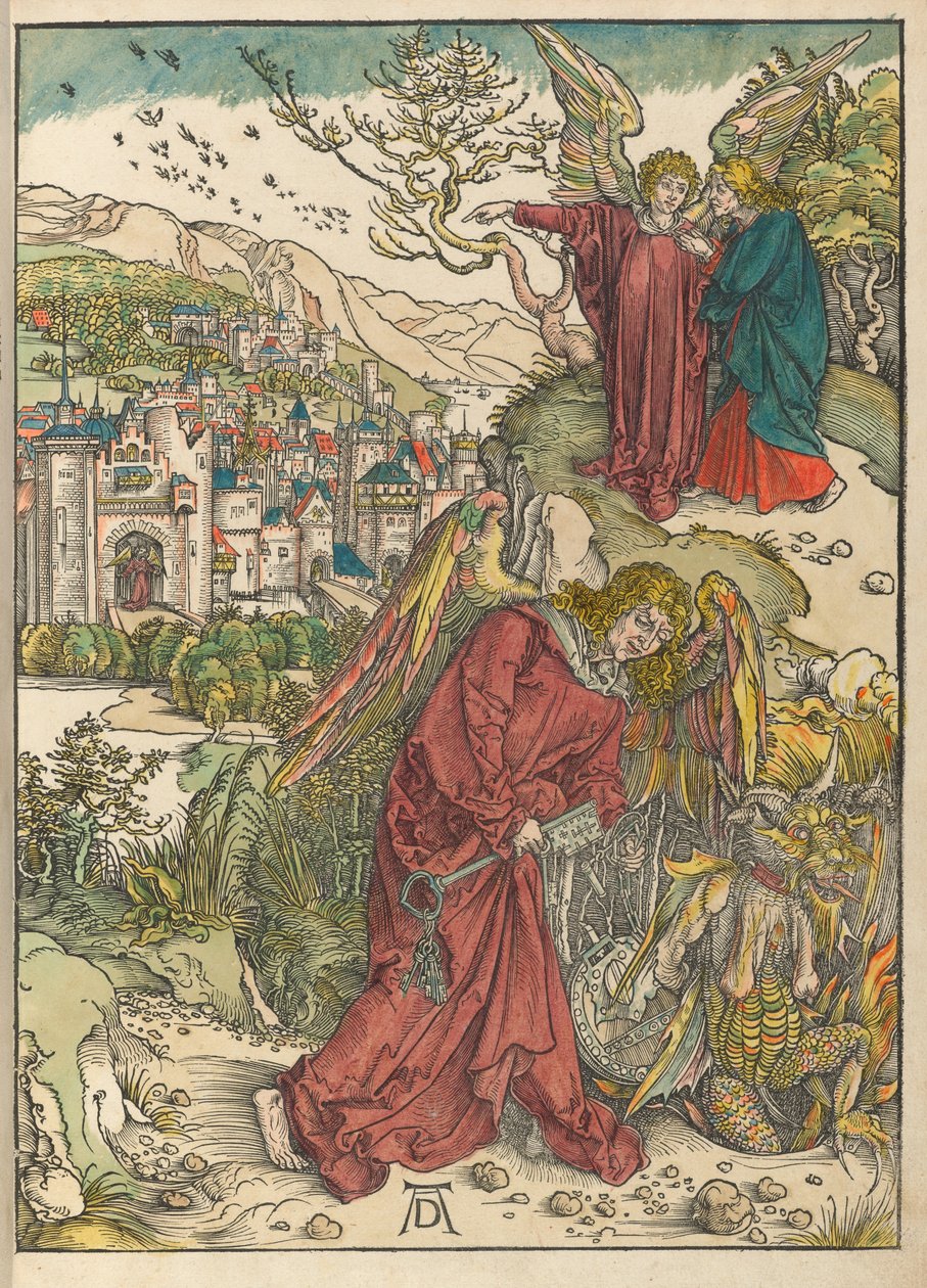 De engel met de sleutel tot de bodemloze put door Albrecht Dürer