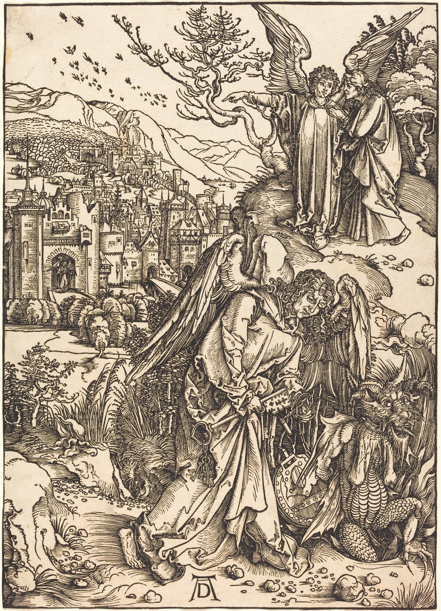 De engel met de sleutel van de bodemloze put door Albrecht Dürer