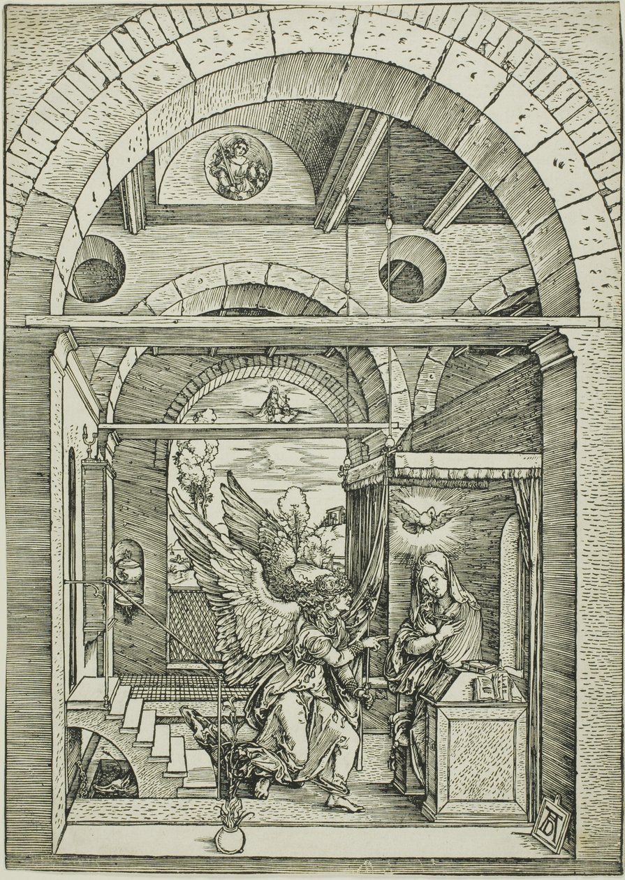 De Aankondiging, uit Het Leven van de Maagd door Albrecht Dürer